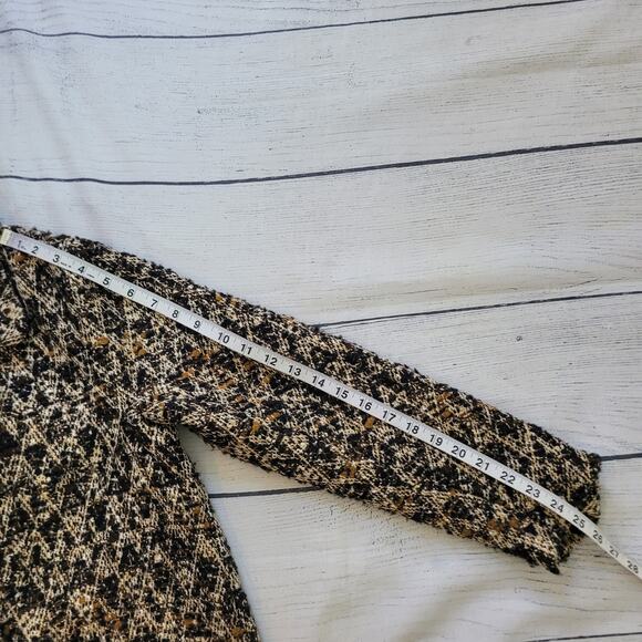 Zara Size S Tweed Double Breasted Wool Blend Marled Brown Black Jacket - Picture 7 of 11
